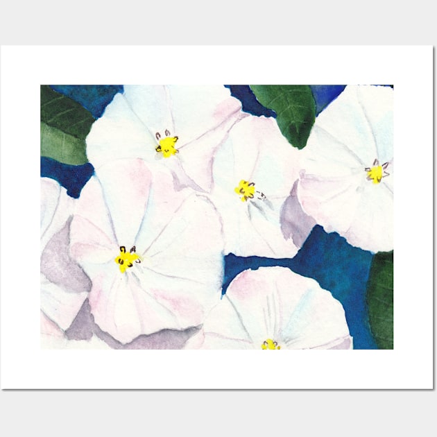 Ode To Georgia #1 - Wild White Morning Glories Wall Art by ConniSchaf